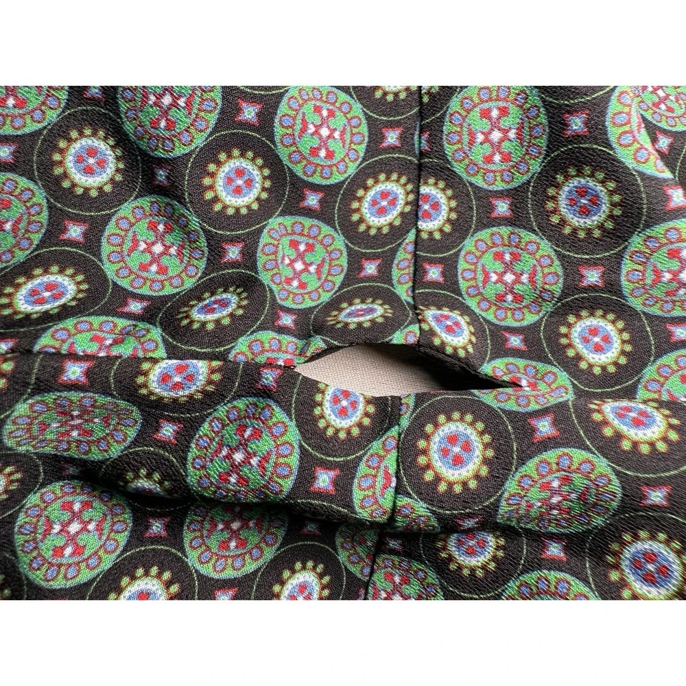 Tory Burch Dress Womens 2‎ Ruffle Green Batik Medallion Cottegecore Flowy Wrap